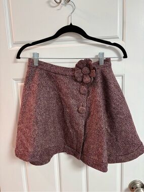 Lord & Taylor Mauve Tweed Skirt with Floral Buttons